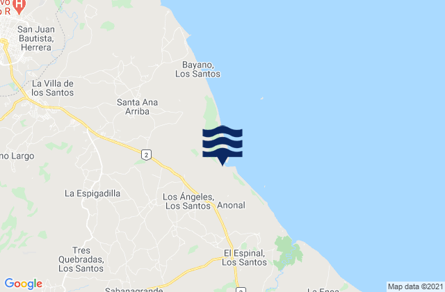 Mappa delle maree di Sabana Grande, Panama