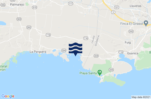 Mappa delle maree di Sabana Grande, Puerto Rico