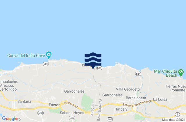 Mappa delle maree di Sabana Hoyos Barrio, Puerto Rico