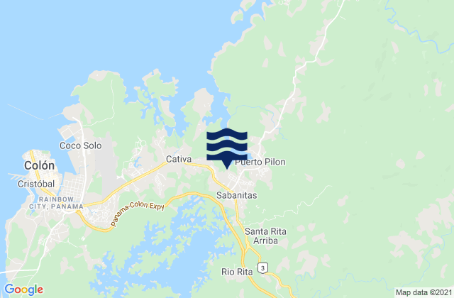 Mappa delle maree di Sabanitas, Panama