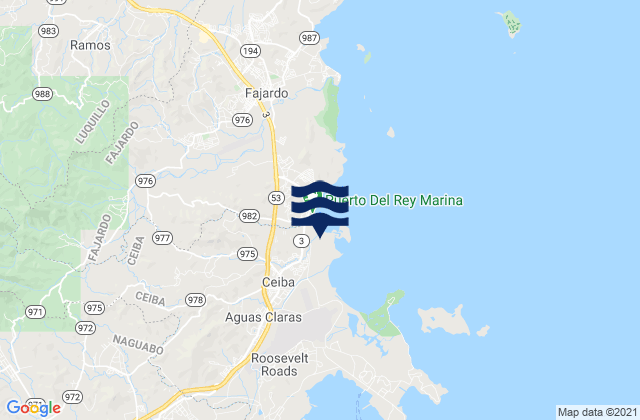 Mappa delle maree di Saco Barrio, Puerto Rico
