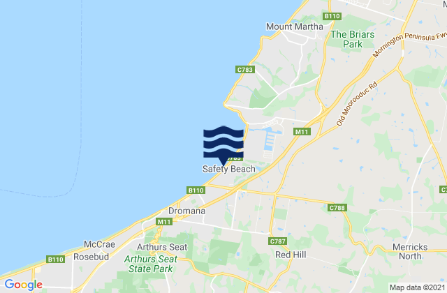 Mappa delle maree di Safety Beach, Australia