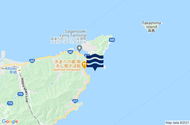 Mappa delle maree di Saganoseki Shita Ura, Japan