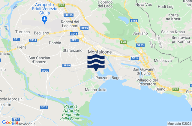 Mappa delle maree di Sagrado, Italy