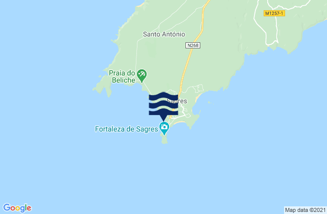 Mappa delle maree di Sagres (Tonel), Portugal