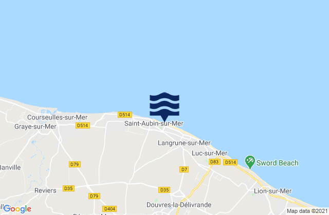 Mappa delle maree di Saint-Aubin-sur-Mer, France