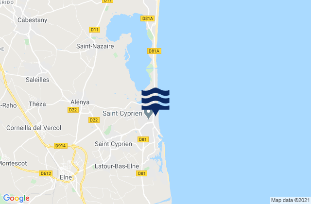 Mappa delle maree di Saint-Cyprien-Plage, France