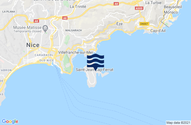 Mappa delle maree di Saint-Jean-Cap-Ferrat, France
