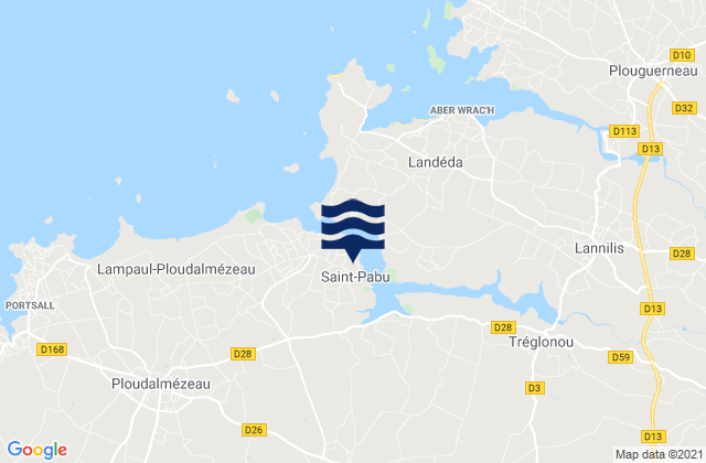 Mappa delle maree di Saint-Pabu, France