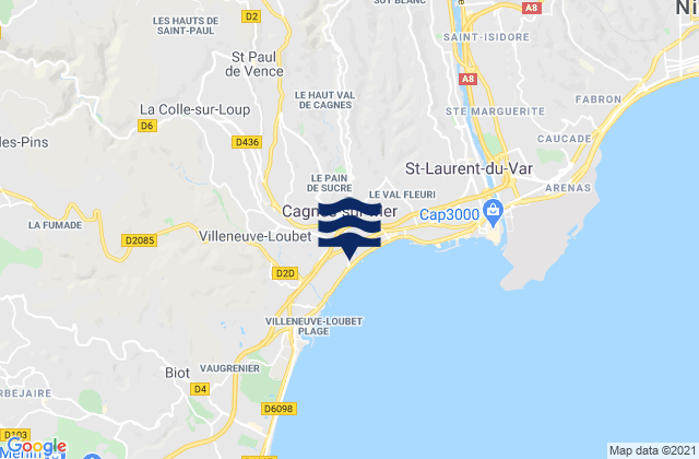 Mappa delle maree di Saint-Paul-de-Vence, France