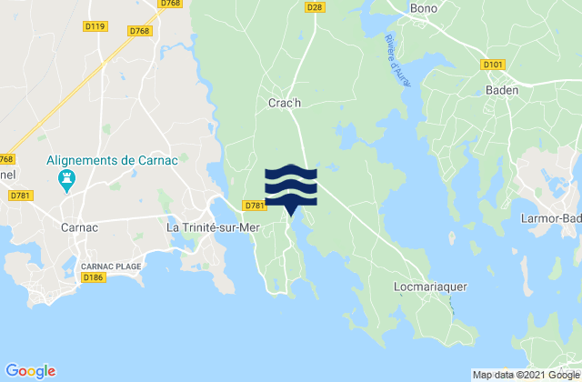 Mappa delle maree di Saint-Philibert, France