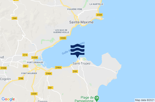 Mappa delle maree di Saint-Tropez, France