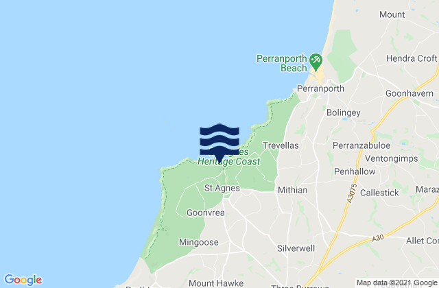 Mappa delle maree di Saint Agnes, United Kingdom
