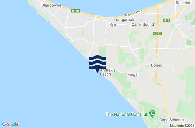 Mappa delle maree di Saint Andrews Beach, Australia