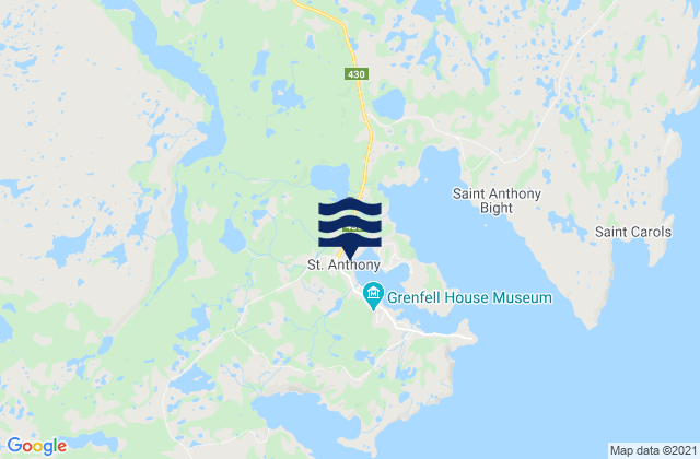 Mappa delle maree di Saint Anthony, Canada
