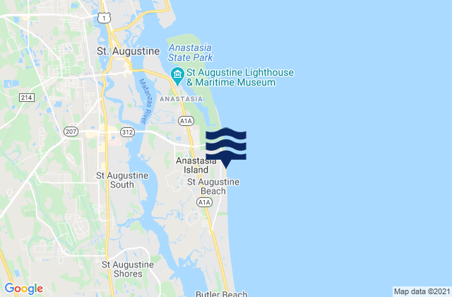 Mappa delle maree di Saint Augustine Beach, United States