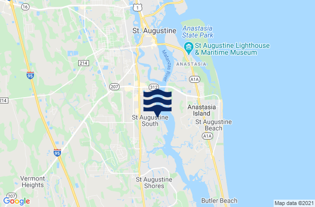 Mappa delle maree di Saint Augustine South, United States