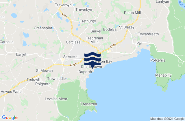 Mappa delle maree di Saint Austell, United Kingdom