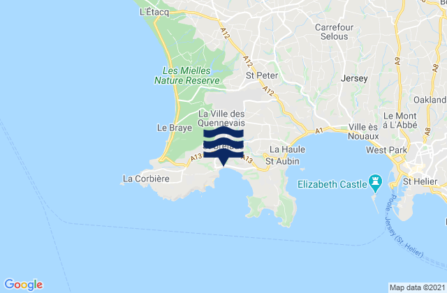 Mappa delle maree di Saint Brelade, Jersey