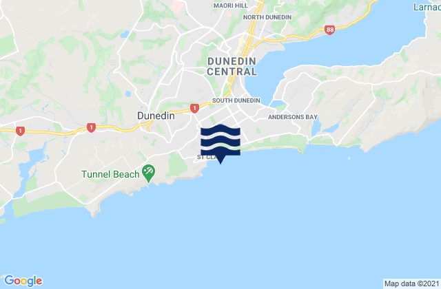 Mappa delle maree di Saint Clair Beach, New Zealand