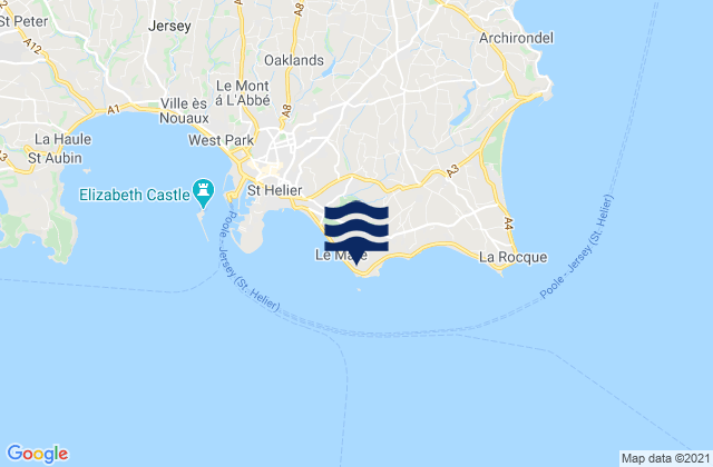 Mappa delle maree di Saint Clement, Jersey