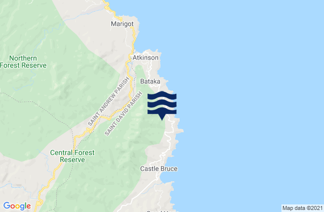 Mappa delle maree di Saint David, Dominica