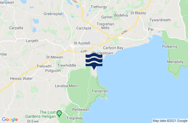 Mappa delle maree di Saint Dennis, United Kingdom