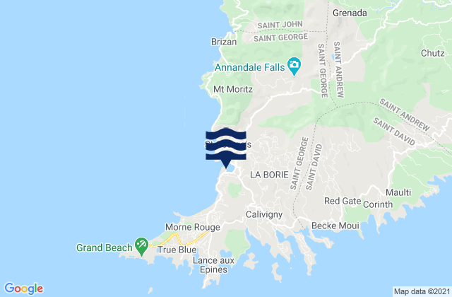 Mappa delle maree di Saint George, Grenada