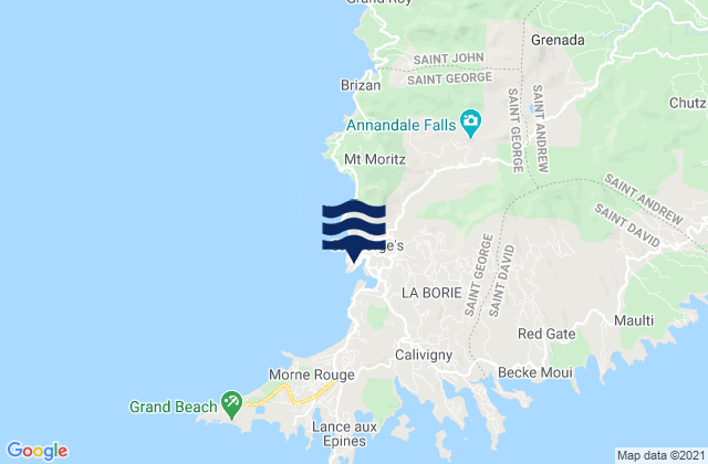 Mappa delle maree di Saint George's, Grenada