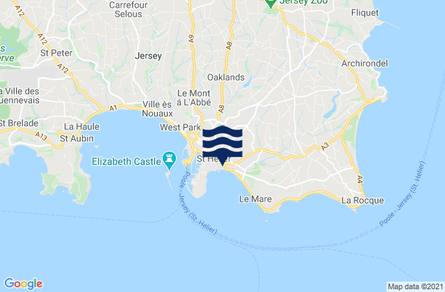 Mappa delle maree di Saint Helier, Jersey