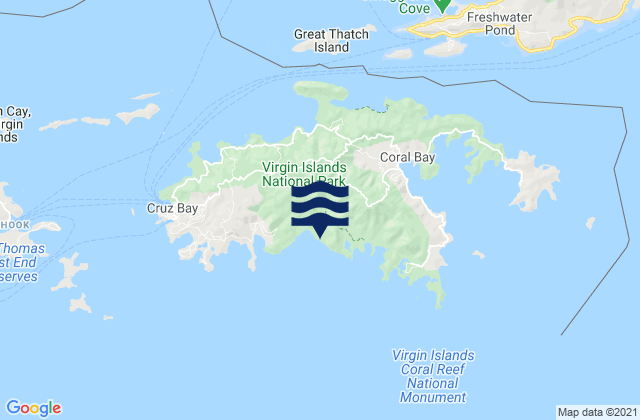 Mappa delle maree di Saint John Island, U.S. Virgin Islands