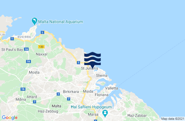 Mappa delle maree di Saint John, Malta