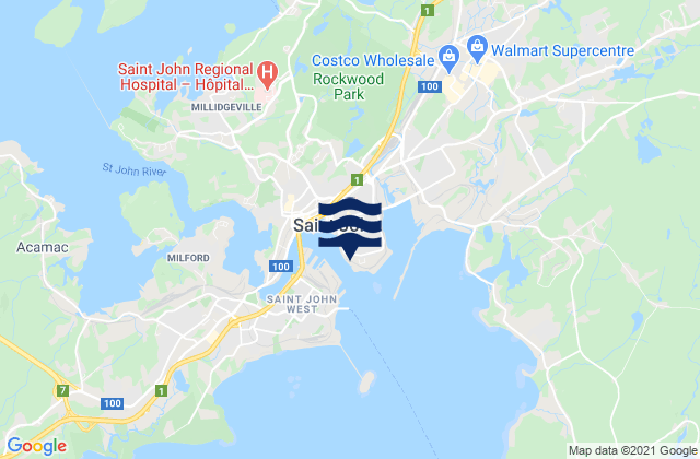 Mappa delle maree di Saint John, Canada
