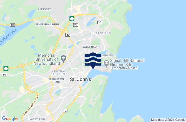 Mappa delle maree di Saint John's Harbour, Canada