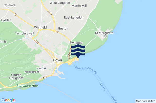 Mappa delle maree di Saint Margarets Bay, United Kingdom