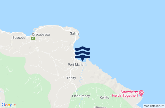 Mappa delle maree di Saint Mary, Jamaica