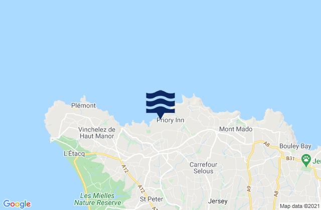Mappa delle maree di Saint Mary, Jersey