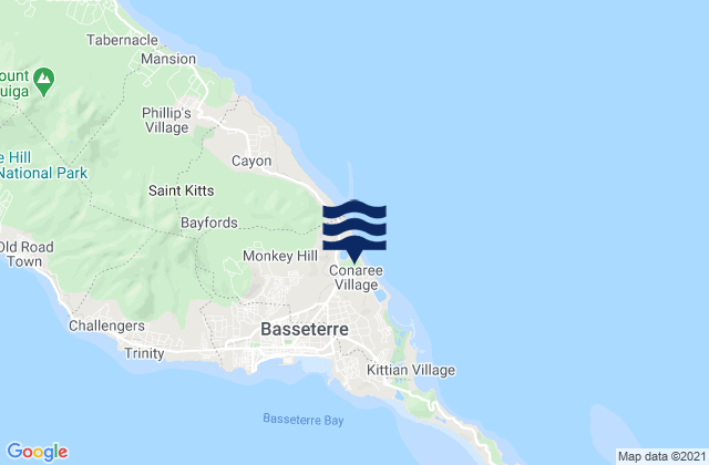 Mappa delle maree di Saint Peter Basseterre, Saint Kitts and Nevis