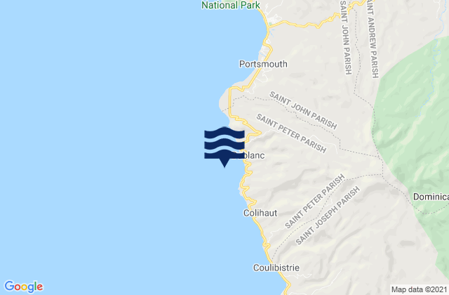 Mappa delle maree di Saint Peter, Dominica