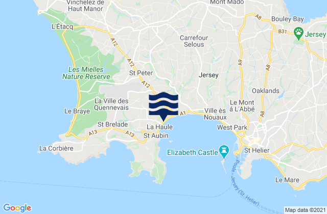 Mappa delle maree di Saint Peter, Jersey