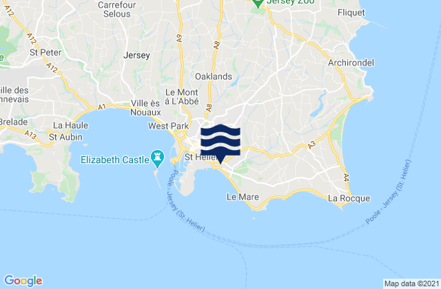 Mappa delle maree di Saint Saviour, Jersey
