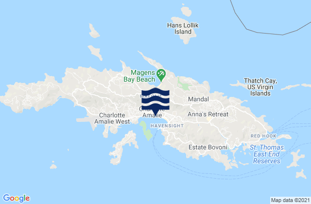 Mappa delle maree di Saint Thomas Island, U.S. Virgin Islands