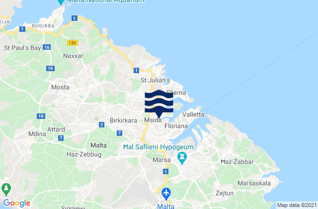 Mappa delle maree di Saint Venera, Malta