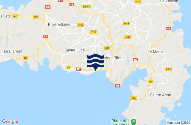 Mappa delle maree di Sainte-Luce, Martinique