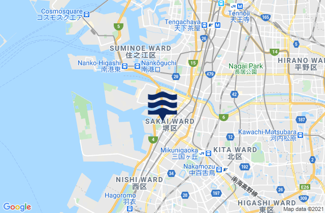 Mappa delle maree di Sakai (Osaka Wan), Japan