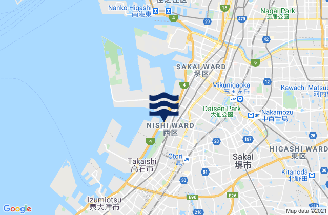 Mappa delle maree di Sakai Shi, Japan