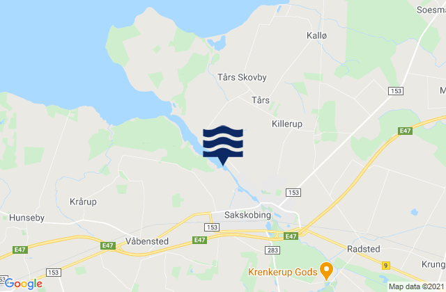 Mappa delle maree di Sakskøbing, Denmark
