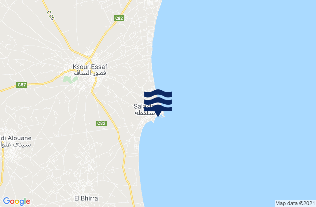 Mappa delle maree di Salakta, Tunisia