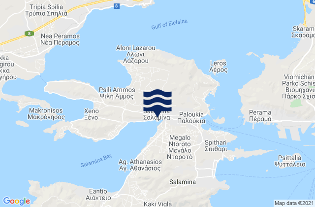 Mappa delle maree di Salamína, Greece
