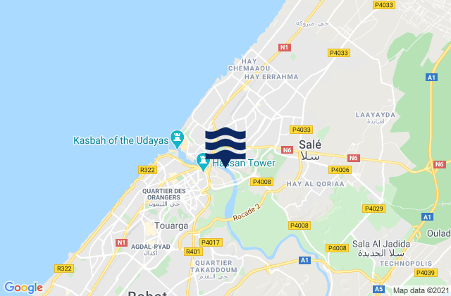 Mappa delle maree di Sale, Morocco